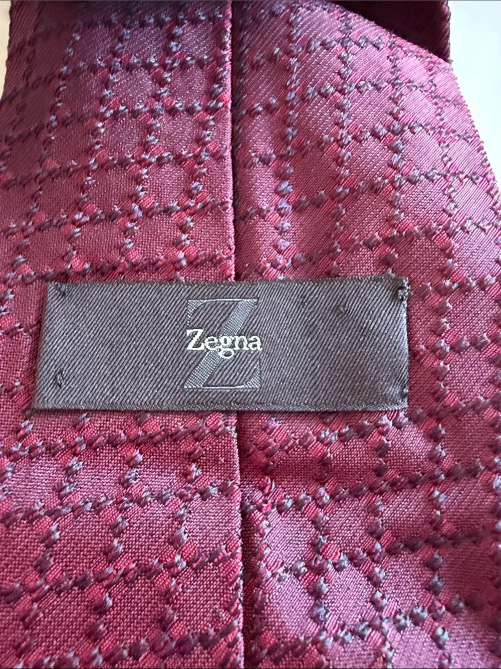 Zegna Burgundy Textured Silk Necktie